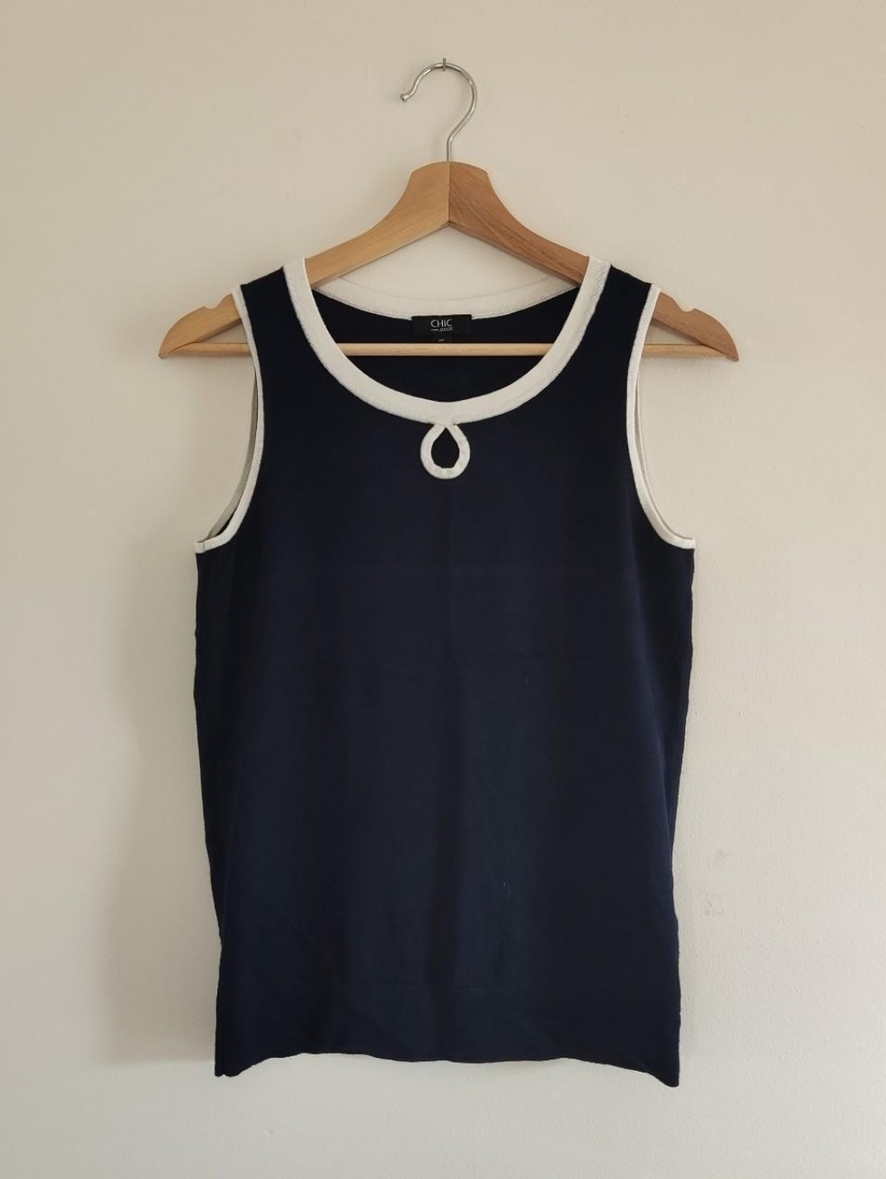 Dark Blue Tank Top With White Outlines